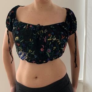 Moschino Cheap And Chic Crop Top Peasant Blouse